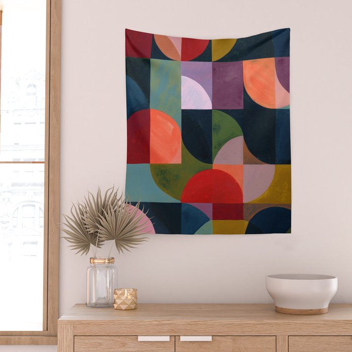 Midnight Bauhaus Garden Wall Tapestry Gallery Image 2