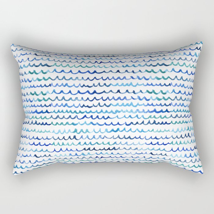 Watercolor Waves Rectangular Pillow Gallery Image 1