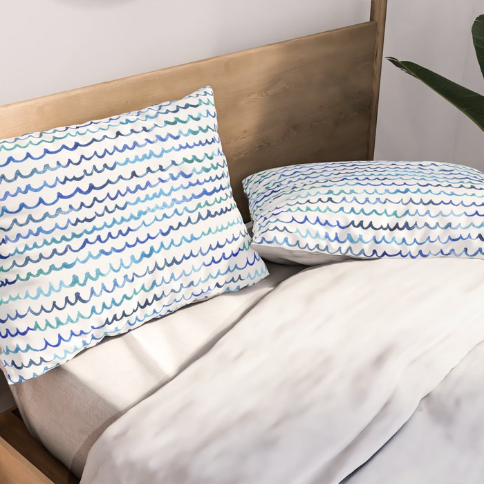 Watercolor Waves Pillow Sham Gallery Image 2