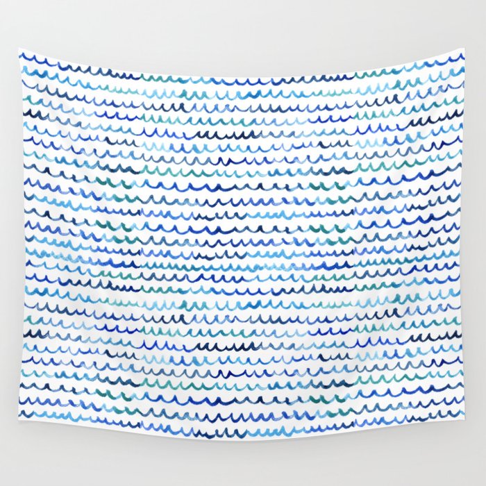 Watercolor Waves Wall Tapestry Gallery Image 1