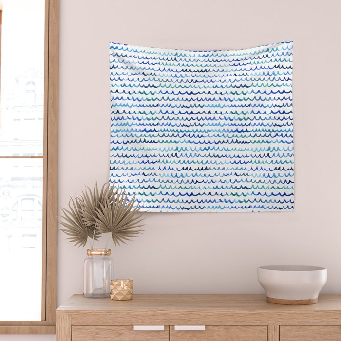 Watercolor Waves Wall Tapestry Gallery Image 2