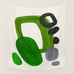 Minimalist Modern Mid Century Colorful Abstract Shapes Olive Green Retro Funky Shapes 60's Vintage Wall Tapestry Gallery Image 4