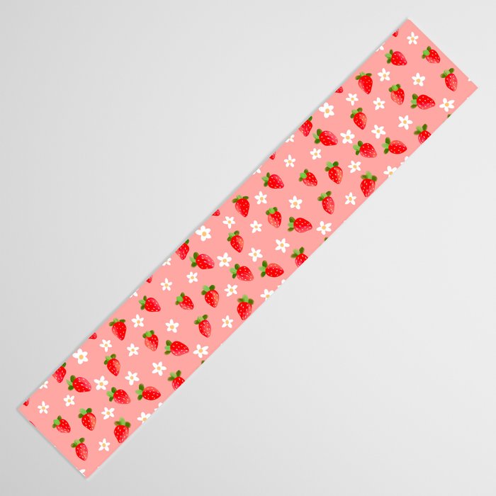 Strawberry Pattern- Pink Background Table Runner Gallery Image 3