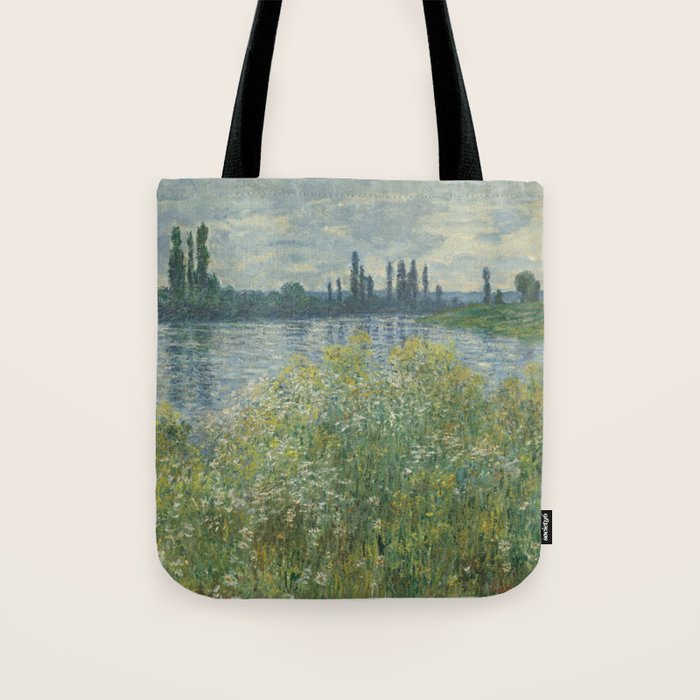 Banks of the Seine, Véthueil, by Claude Monet Tote Bag Gallery Image 1