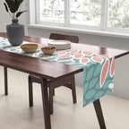Festive, Floral Prints, Teal and Coral Table Runner Gallery Image 2