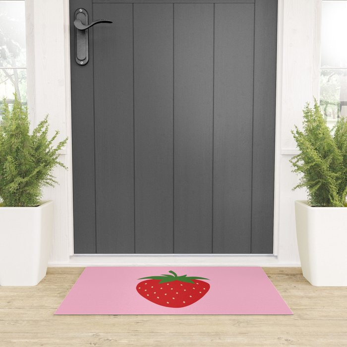 Fruit Market Print Pink Strawberry Print Fruit Art Modern Decor Food Art Abstract Welcome Mat Gallery Image 3