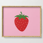 Fruit Market Print Pink Strawberry Print Fruit Art Modern Decor Food Art Abstract Serving Tray Gallery Image 1