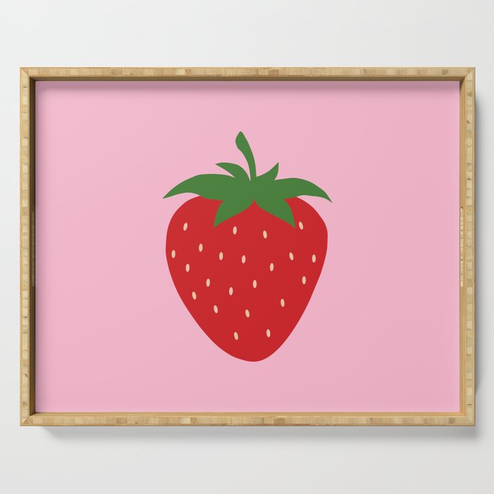 Fruit Market Print Pink Strawberry Print Fruit Art Modern Decor Food Art Abstract Serving Tray Gallery Image 1