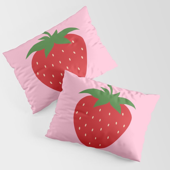 Fruit Market Print Pink Strawberry Print Fruit Art Modern Decor Food Art Abstract Pillow Sham Gallery Image 3
