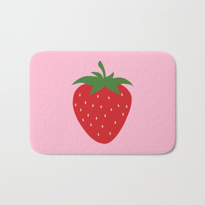 Fruit Market Print Pink Strawberry Print Fruit Art Modern Decor Food Art Abstract Bath Mat Gallery Image 1