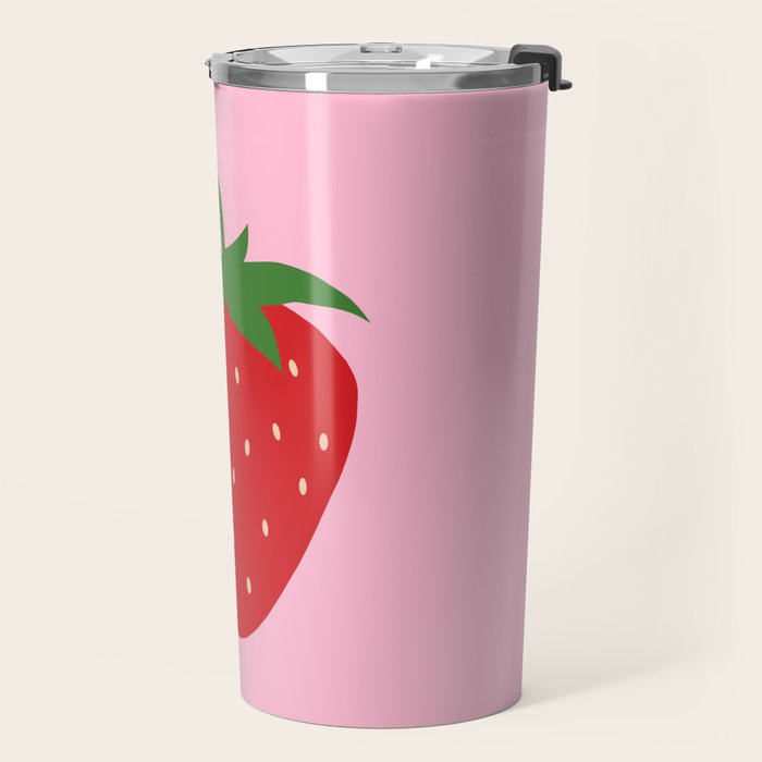 Fruit Market Print Pink Strawberry Print Fruit Art Modern Decor Food Art Abstract Travel Mug Gallery Image 2