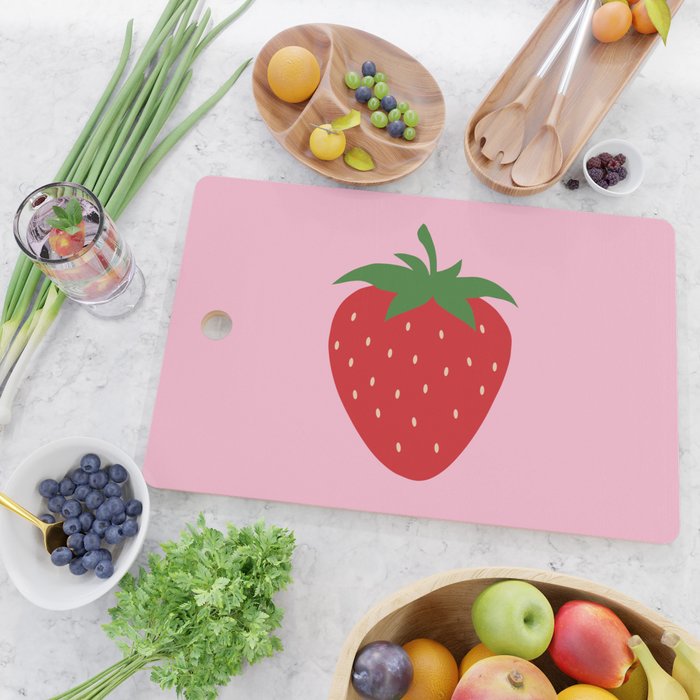 Fruit Market Print Pink Strawberry Print Fruit Art Modern Decor Food Art Abstract Cutting Board Gallery Image 2