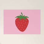 Fruit Market Print Pink Strawberry Print Fruit Art Modern Decor Food Art Abstract Welcome Mat Gallery Image 1