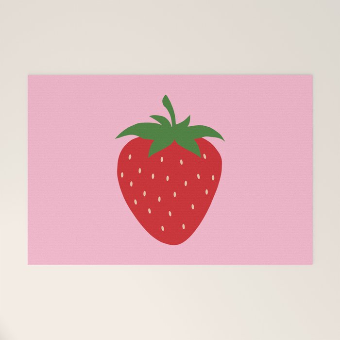 Fruit Market Print Pink Strawberry Print Fruit Art Modern Decor Food Art Abstract Welcome Mat Gallery Image 1
