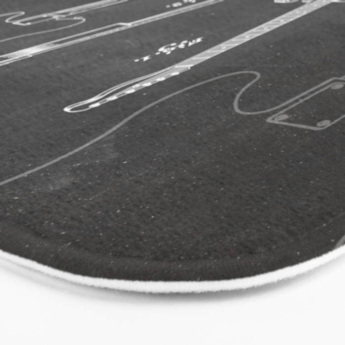Electric Guitar Patent - Guitar Player Art - Black Chalkboard Bath Mat Gallery Image 3