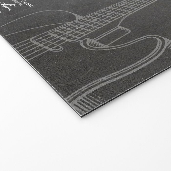 Electric Guitar Patent - Guitar Player Art - Black Chalkboard Welcome Mat Gallery Image 2
