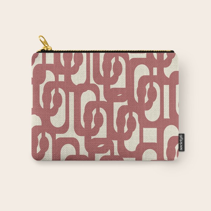 Mid Century Modern Loops Pattern in Maroon and Cream Carry All Pouch Gallery Image 1