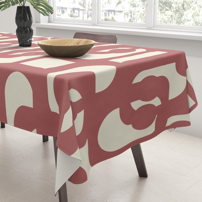 Mid Century Modern Loops Pattern in Maroon and Cream Tablecloth Gallery Image 3