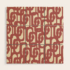 Mid Century Modern Loops Pattern in Maroon and Cream Wood Wall Art Gallery Image 1
