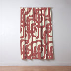 Mid Century Modern Loops Pattern in Maroon and Cream Window Curtain Gallery Image 3