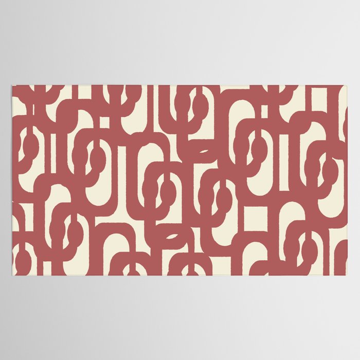 Mid Century Modern Loops Pattern in Maroon and Cream Tablecloth Gallery Image 2