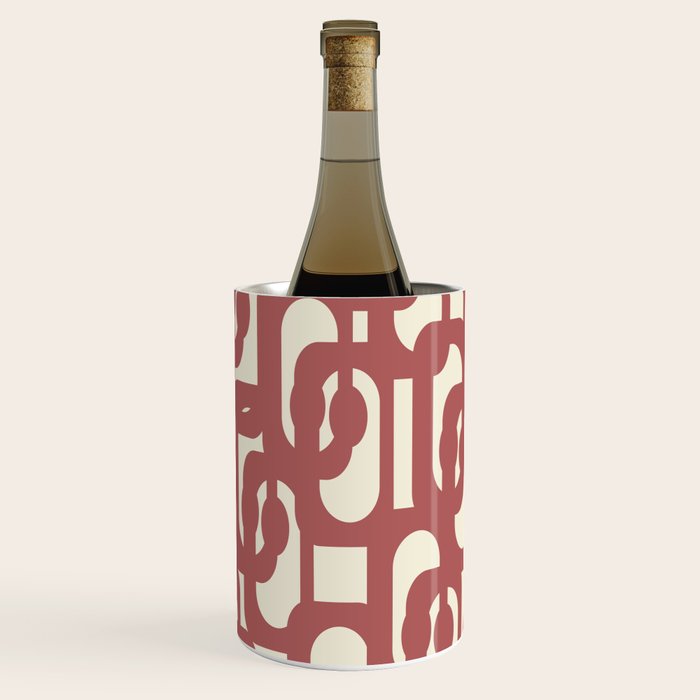 Mid Century Modern Loops Pattern in Maroon and Cream Wine Chiller Gallery Image 3