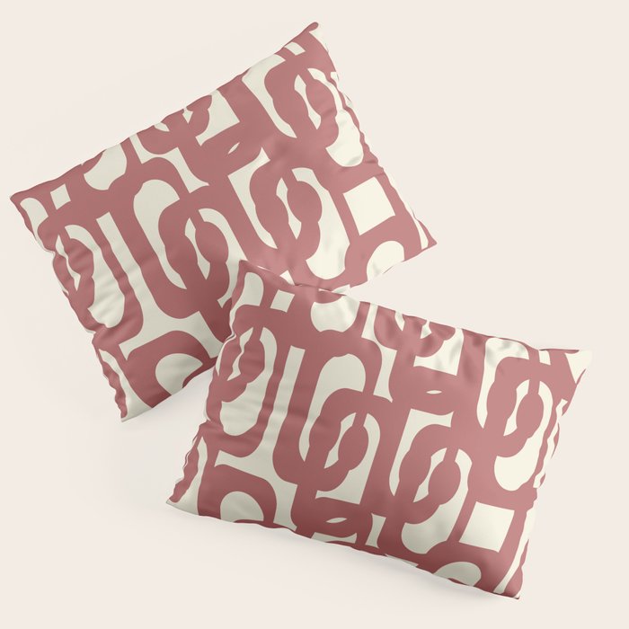 Mid Century Modern Loops Pattern in Maroon and Cream Pillow Sham Gallery Image 3