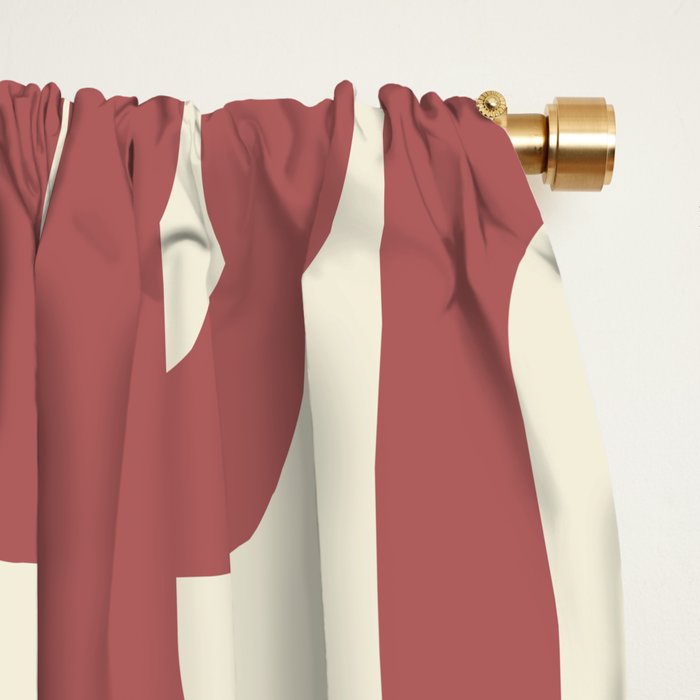Mid Century Modern Loops Pattern in Maroon and Cream Window Curtain Gallery Image 2
