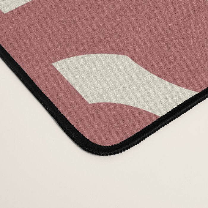 Mid Century Modern Loops Pattern in Maroon and Cream Desk Mat Gallery Image 4