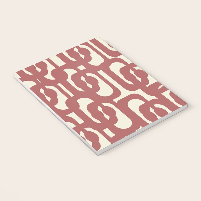 Mid Century Modern Loops Pattern in Maroon and Cream Notebook Gallery Image 3