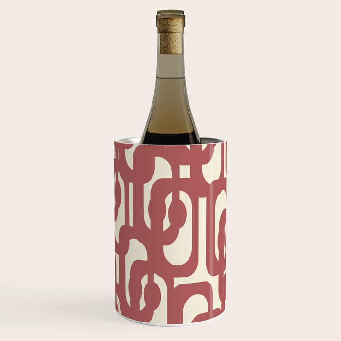 Mid Century Modern Loops Pattern in Maroon and Cream Wine Chiller Gallery Image 2