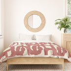 Mid Century Modern Loops Pattern in Maroon and Cream Duvet Cover Gallery Image 3
