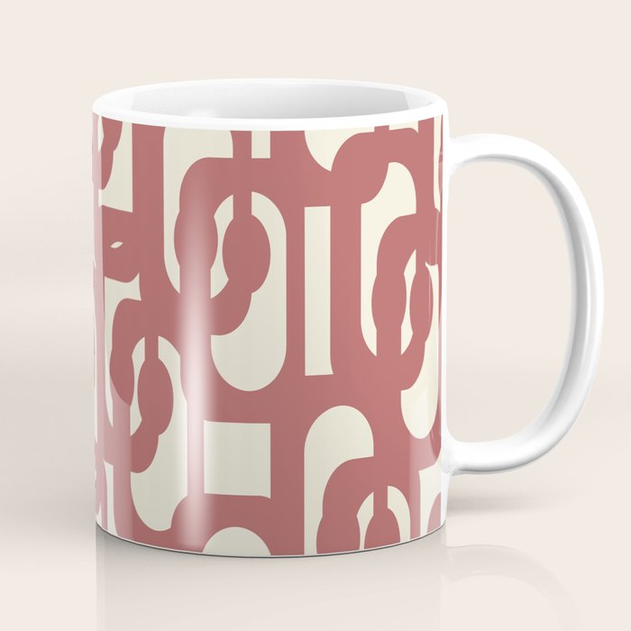 Mid Century Modern Loops Pattern in Maroon and Cream Coffee Mug Gallery Image 1