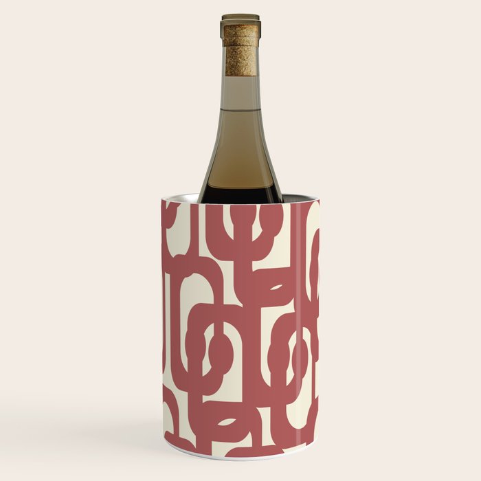 Mid Century Modern Loops Pattern in Maroon and Cream Wine Chiller Gallery Image 1
