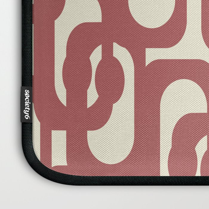 Mid Century Modern Loops Pattern in Maroon and Cream Laptop Sleeve Gallery Image 3