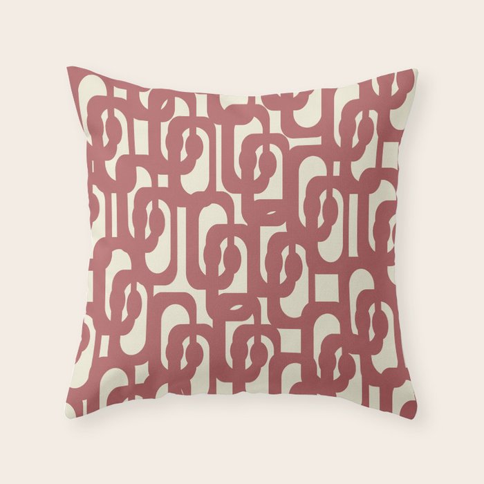 Mid Century Modern Loops Pattern in Maroon and Cream Throw Pillow Gallery Image 6