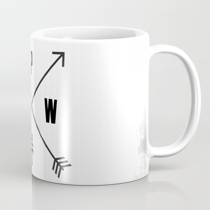 PNW Pacific Northwest Compass - Black and White Forest Coffee Mug Gallery Image 1