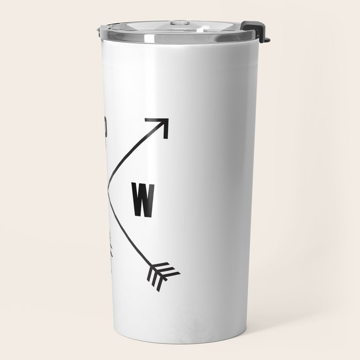 PNW Pacific Northwest Compass - Black and White Forest Travel Mug Gallery Image 2