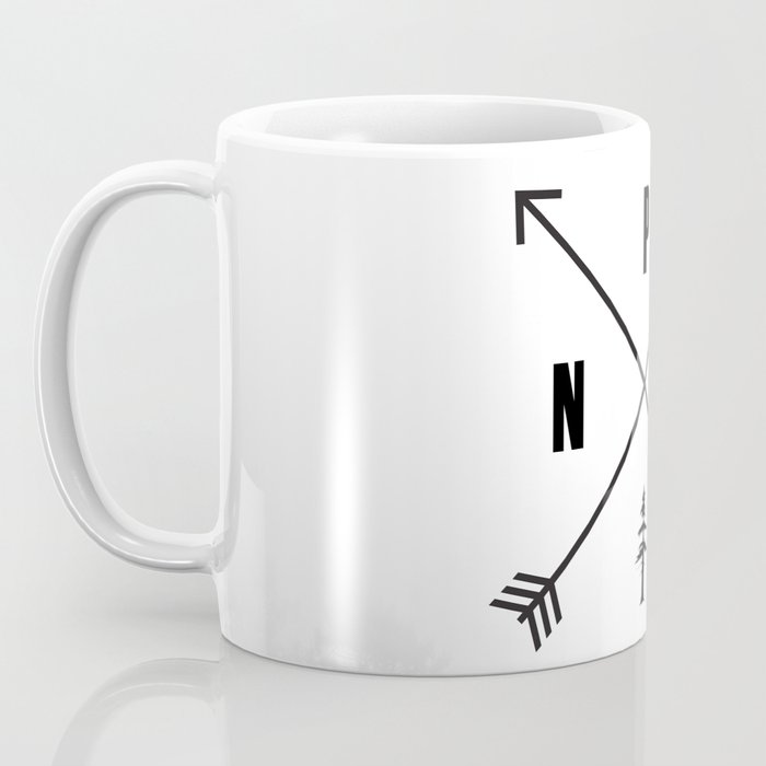 PNW Pacific Northwest Compass - Black and White Forest Coffee Mug Gallery Image 3