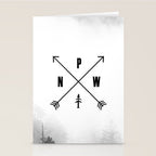 PNW Pacific Northwest Compass - Black and White Forest Stationery Card Gallery Image 2