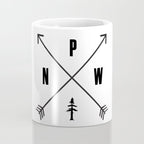 PNW Pacific Northwest Compass - Black and White Forest Coffee Mug Gallery Image 4