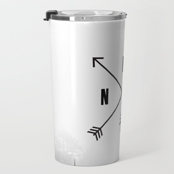 PNW Pacific Northwest Compass - Black and White Forest Travel Mug Gallery Image 3