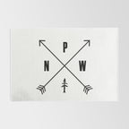 PNW Pacific Northwest Compass - Black and White Forest Rug Gallery Image 2