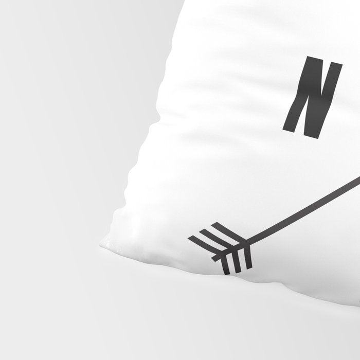 PNW Pacific Northwest Compass - Black and White Forest Pillow Sham Gallery Image 4