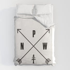 PNW Pacific Northwest Compass - Black and White Forest Duvet Cover Gallery Image 6