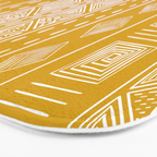 Mustard Yellow Tribal Ethnic Pattern | Sun Illustration | Vertical Stripes Bath Mat Gallery Image 3