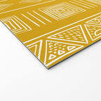 Mustard Yellow Tribal Ethnic Pattern | Sun Illustration | Vertical Stripes Welcome Mat Gallery Image 2
