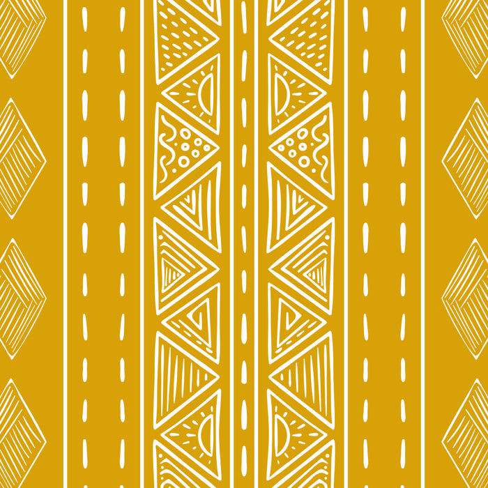 Mustard Yellow Tribal Ethnic Pattern | Sun Illustration | Vertical Stripes Coffee Mug Gallery Image 2