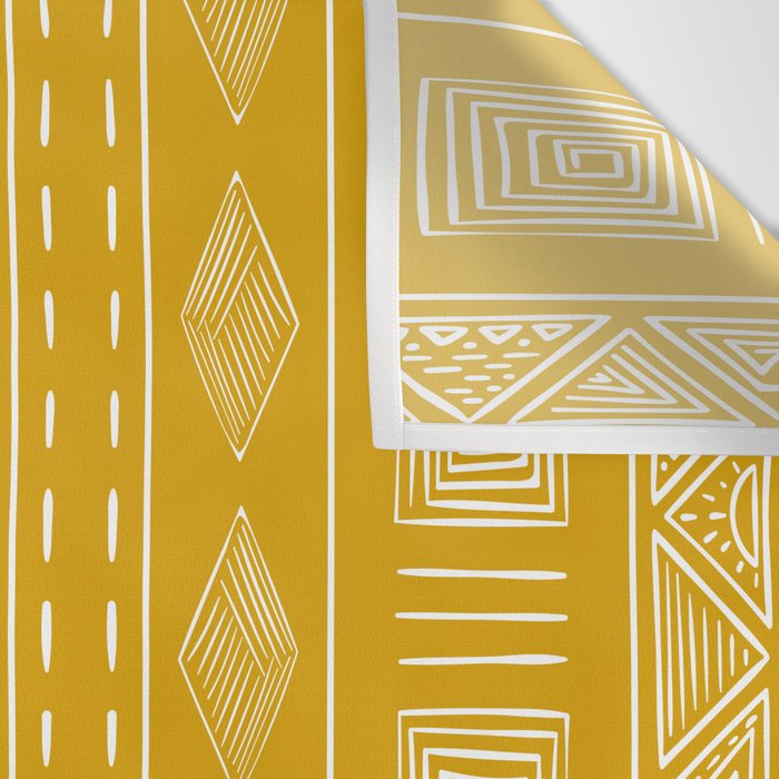 Mustard Yellow Tribal Ethnic Pattern | Sun Illustration | Vertical Stripes Wall Tapestry Gallery Image 3