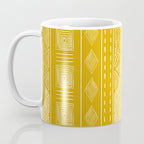 Mustard Yellow Tribal Ethnic Pattern | Sun Illustration | Vertical Stripes Coffee Mug Gallery Image 3